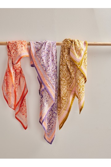 Foulard imprimé fleurs indiennes au block print Adulte - Bonheur du Jour