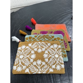 Pochette Brodé de fleurs Bohême Curcuma