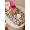 Bohemian chic tray with enameled metal flowers