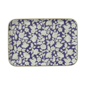 Bohemian chic tray with enameled metal flowers