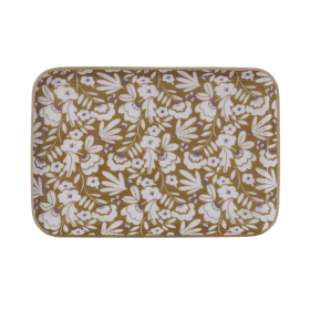 Bohemian chic tray with enameled metal flowers