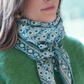 Indian Scarf - Isha Blue Green