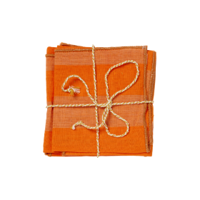 Lot de 2 Serviettes de Table - Larges Rayures Orange
