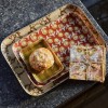 copy of Bohemian chic tray with enameled metal flowers