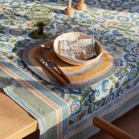 copy of Table Cloth Poppies Blue Green