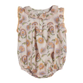 Barboteuse Laureline - Fleurs rose
