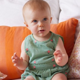 Romper Peony - Green flowers