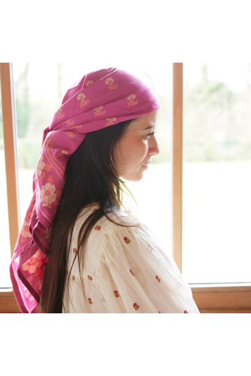 Foulard imprimé fleurs indiennes au block print Adulte - Bonheur du Jour