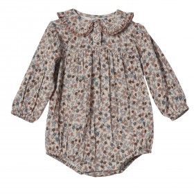 Floral print corduroy baby overall Rose/Terracotta