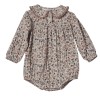 Barboteuse fleurie en velours Rose/Terracotta