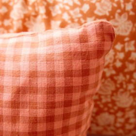 Cushion Cover - Vichy Rose/Terracotta