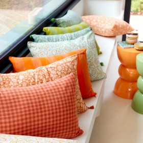 Cushion Cover - Vichy Rose/Terracotta