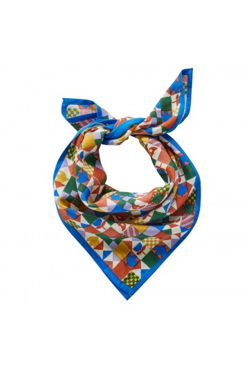 Petit Foulard Indien - Patchy Blue