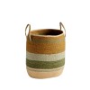 Handled basket L - Hazelnut/Green