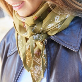 Foulard Indien - Teckel Olive