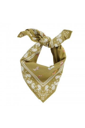 Petit Foulard Indien - Teckel Olive