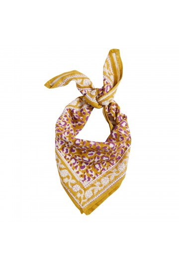 Petit Foulard Indien - Leopard Absynthe