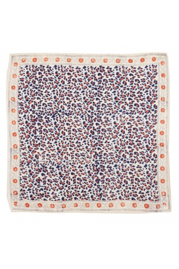 Small Indian Scarf - Leopard Beige Navy