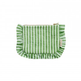 Small ruffled pouch - Stripes Green