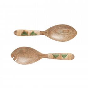 Set of 2 serving spoons Folk S - Green