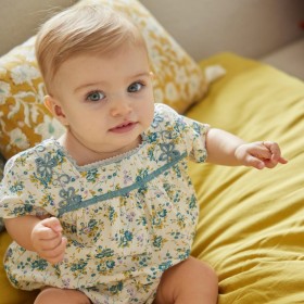 Barboteuse Elouna - Ecru/Bleu