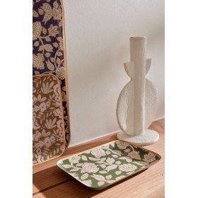Bohemian chic tray with enameled metal flowers