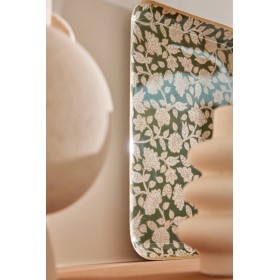 Bohemian chic tray with enameled metal flowers