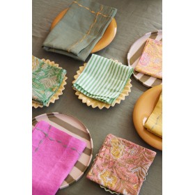 Lot de 2 serviettes de table Meadow - Lin & Coton Sauge