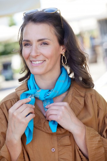 Petit Foulard Indien - Bandana Bleu Cobalt