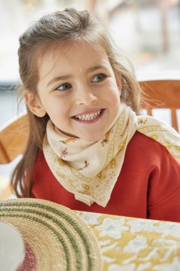 Petit Foulard Indien - Teckel Ecru