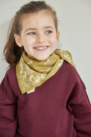 Foulard Indien Enfant - Teckel Olive