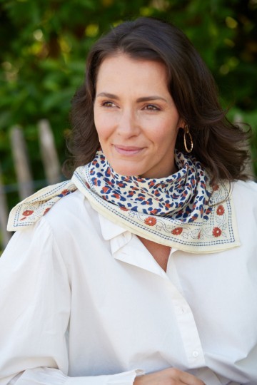 Foulard Indien Enfant - Leopard Beige Marine