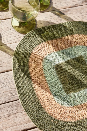 Set de table en jonc de mer - Mada Green Nude