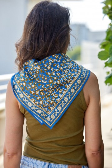 Foulard Indien Enfant - Léopard Bleu Klein