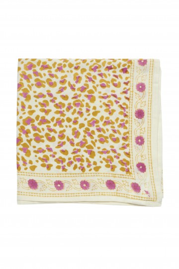 Indian Scarf - Leopard Ecru/Kiwi