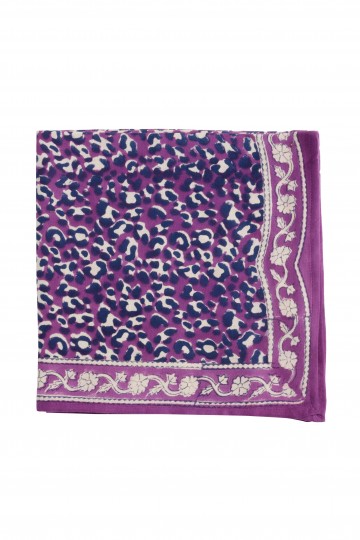 Foulard Indien - Leopard Violine