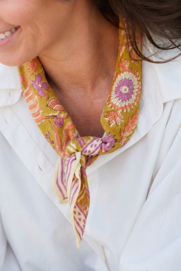 Petit Foulard Indien - Nehru Kiwi