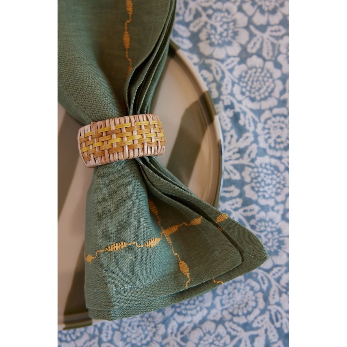 Set of 2 napkin rings Pampa - Yellow - Bonheur du Jour