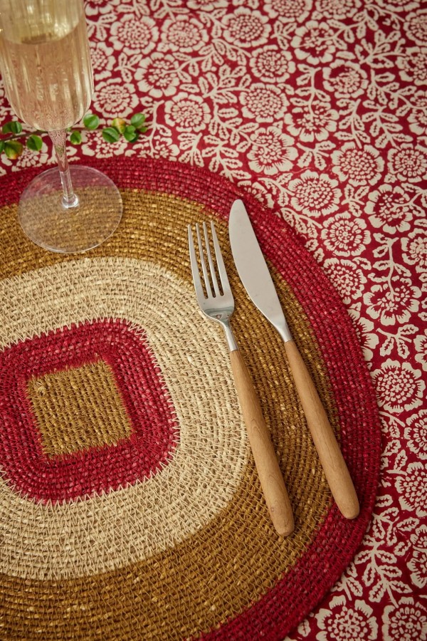 Set de table en jonc de mer Mada - Grenat - Bonheur du Jour
