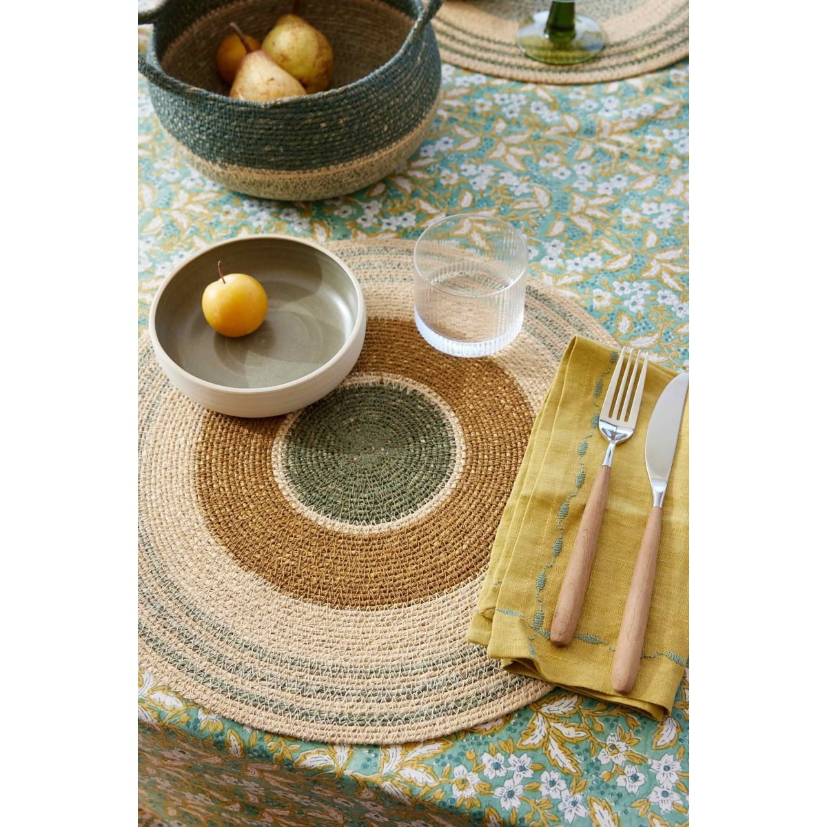 Place Mat Baya - Sage/ Hazelnut - Bonheur du Jour