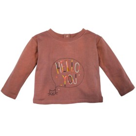 Sweat molleton brodé Hello You Vieux Rose
