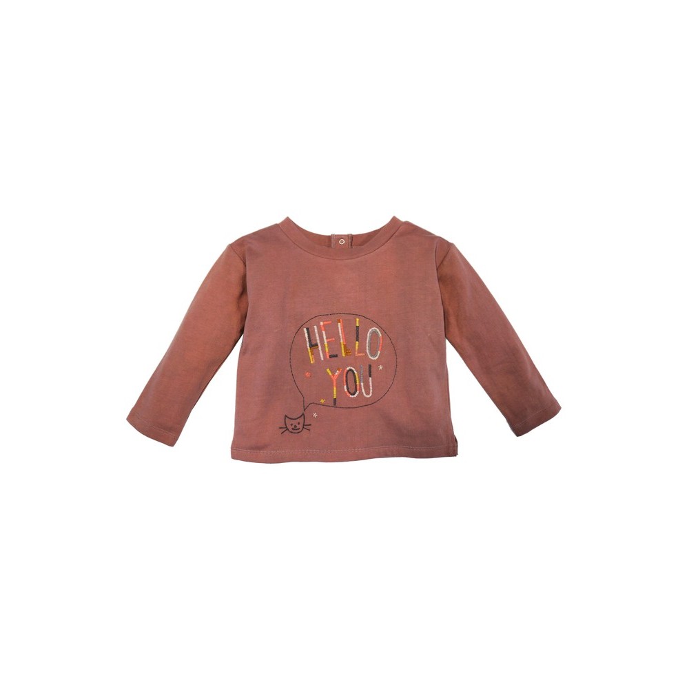 Embroidered fleece sweatshirt  Hello You Old Pink