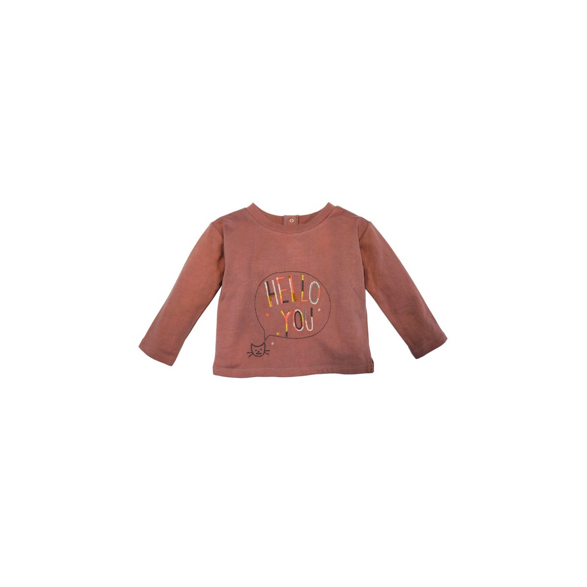 Sweat molleton brodé  Hello You Vieux Rose