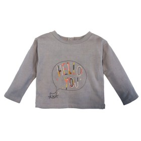 Sweat molleton brodé Hello You Gris