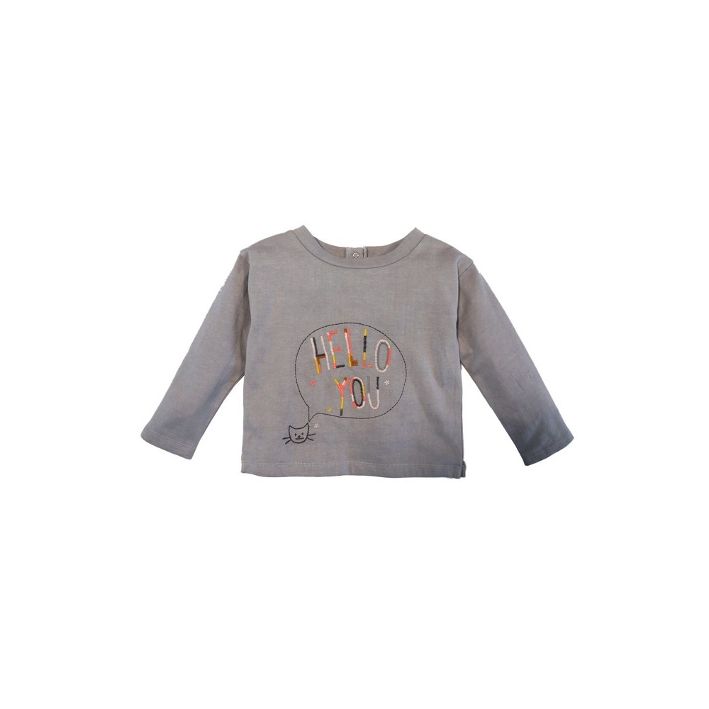 Embroidered fleece sweatshirt  Hello You Grey