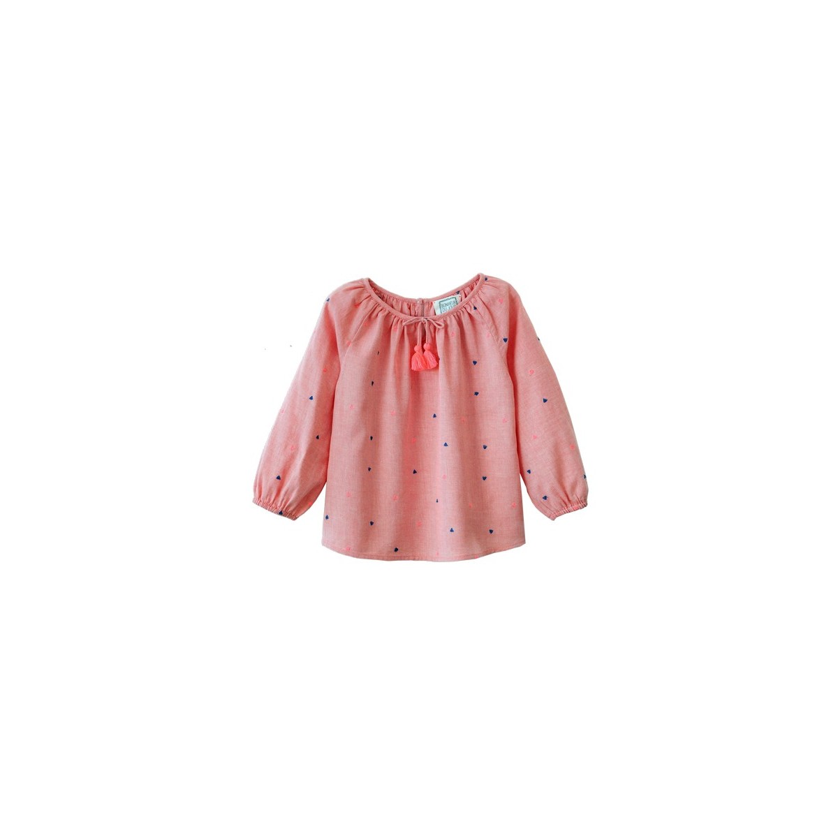 Embroidered blouse  Pompon Orange Triangles