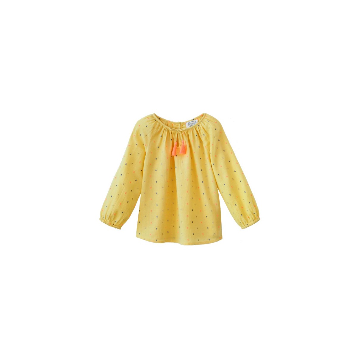 Tunique brodée  Pompon Pois Jaune