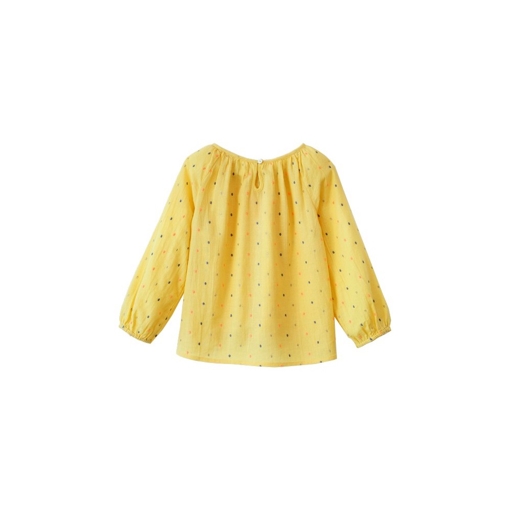 Embroidered blouse  Pompon Dots Yellow