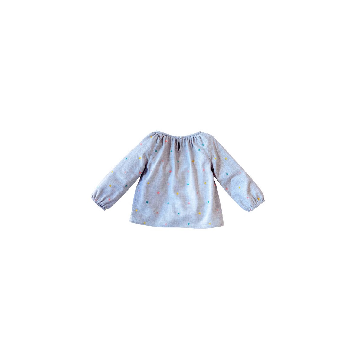 Embroidered blouse  Pompon Flowers Grey