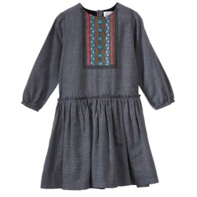 Robe brodée à carreaux Twist Bleue/Blanche